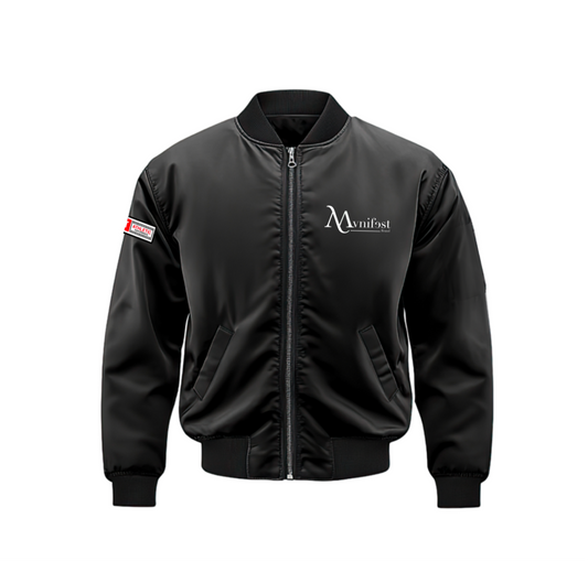Mvnifest Brand Satin Bomber Jacket