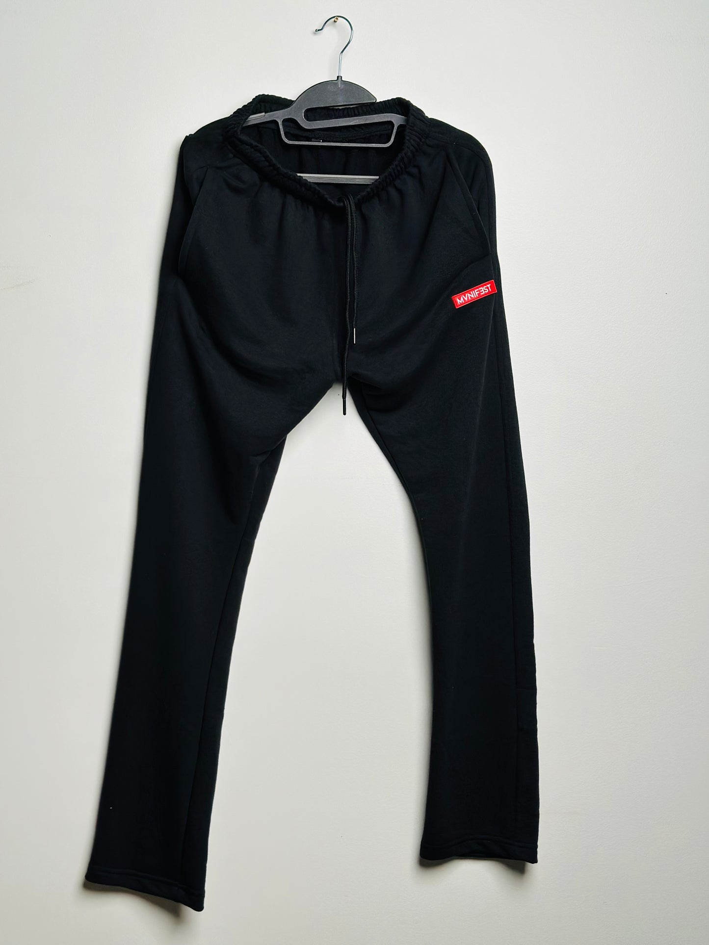 Black rubber logo stacked jogger