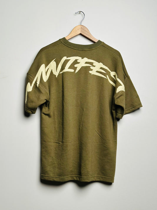 Olive/creme rubber logo short sleeve
