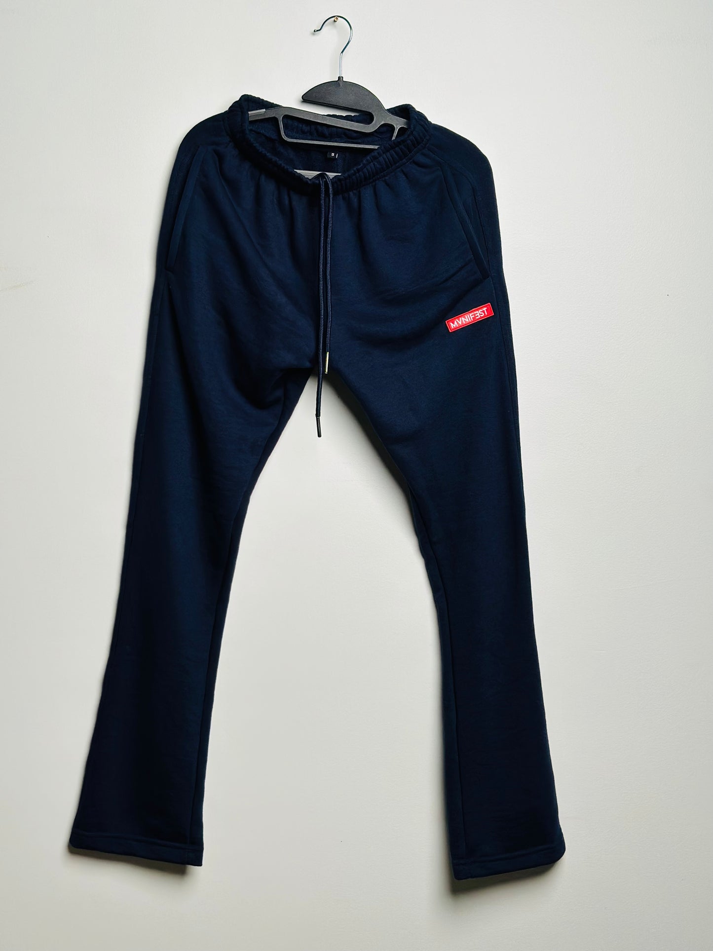 Navy rubber logo stacked jogger