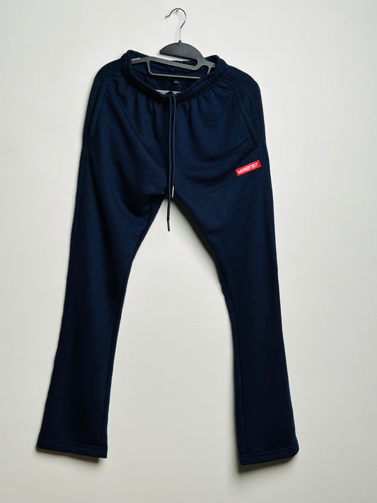 Navy rubber logo stacked jogger